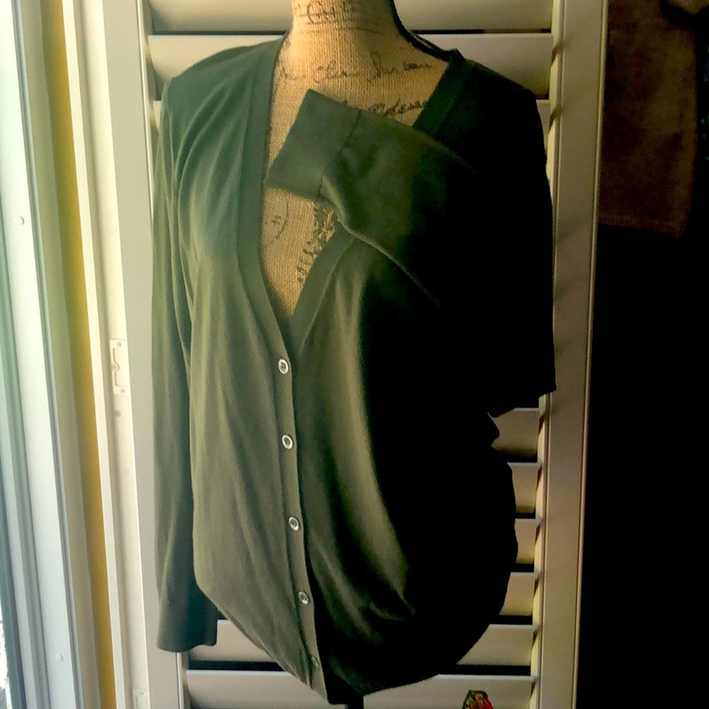Olive green cardigan from Gap. New.
